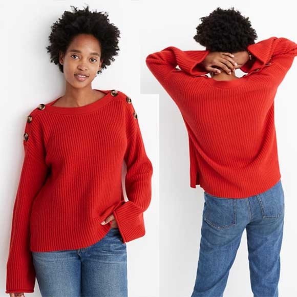Madewell red boatneck sweater - Picture 2 of 7